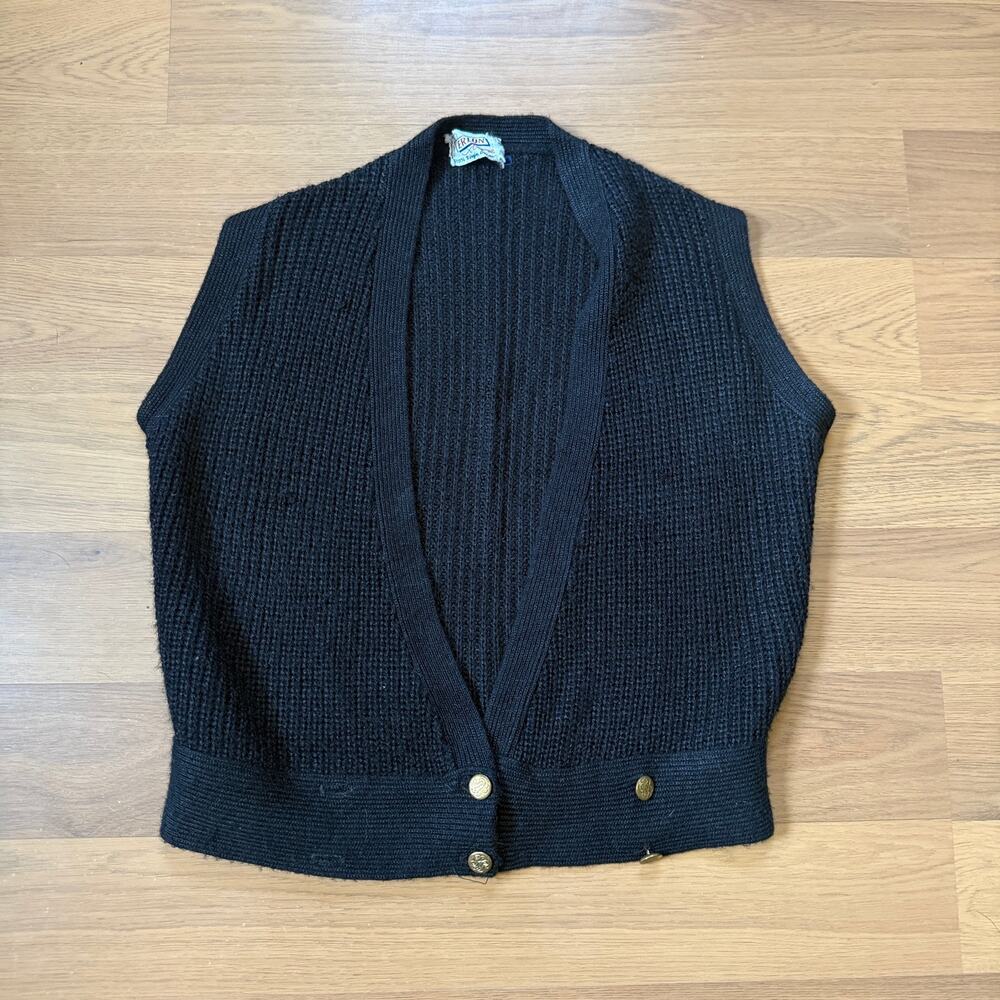Women's Vintage 70's Erlon Original Black Knit Wrap Around Sweater Vest Sz XS